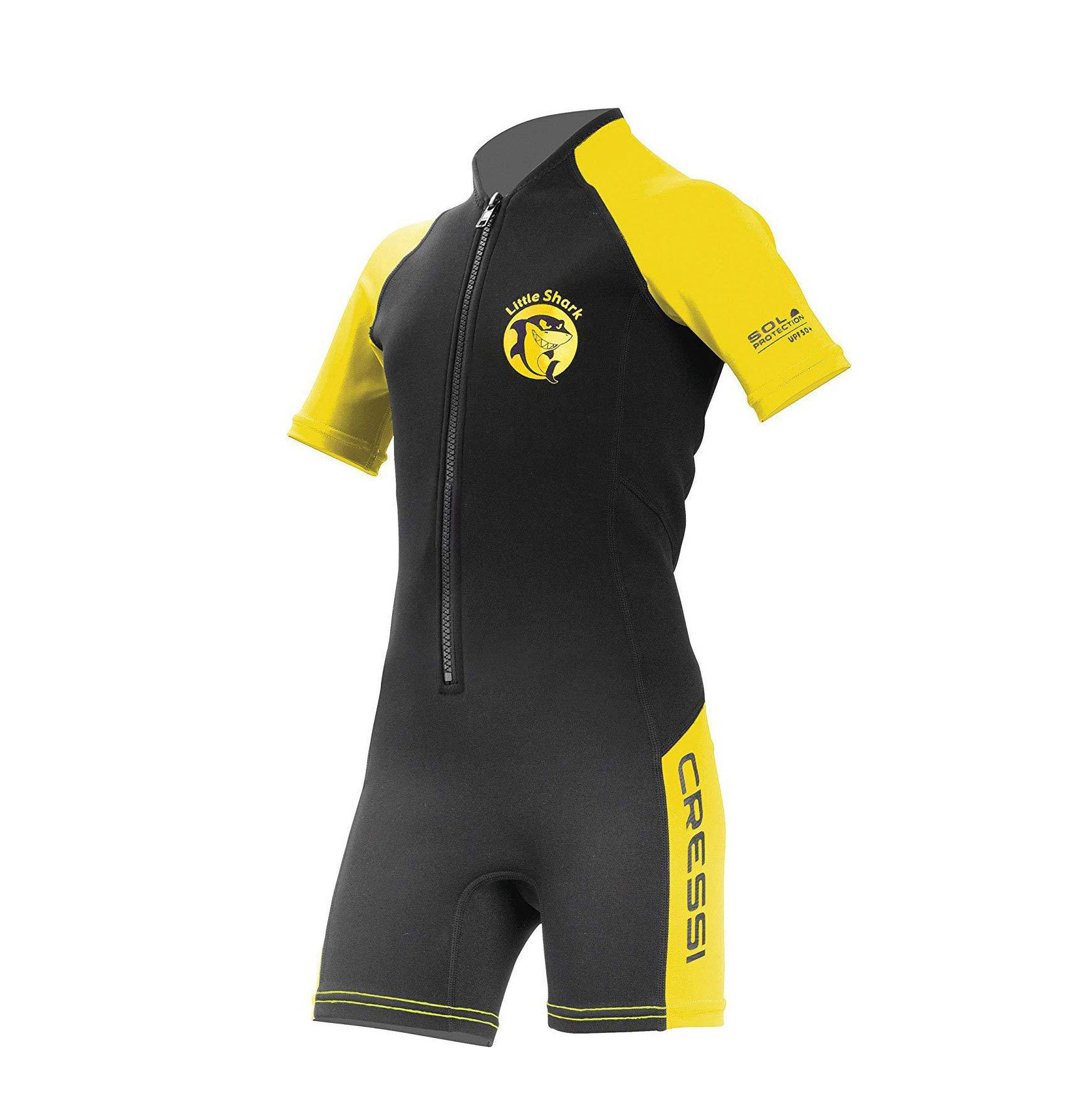 Costum de neopren pentru copii Cressi-Sub Little Shark Shorty Wetsuit 2mm (Vârstă: 5/6; Culoare: black/yellow)