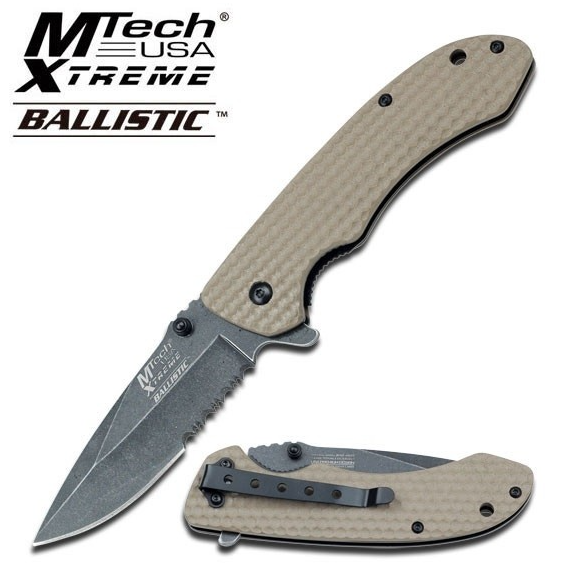 MC MX-A807TN FOX Folding Knife, Stone Wash, Tan G10