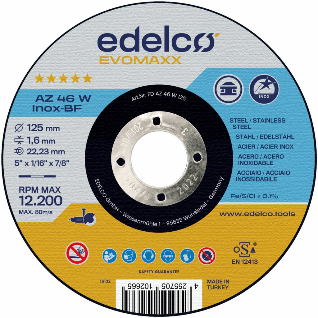 Disc abraziv AZ46W INOX 125x1.6mm EvoMaxx EDELCO
