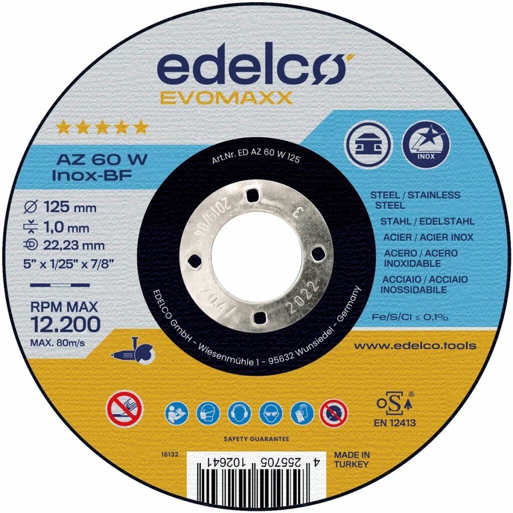Disc abraziv AZ60W INOX 125x1.0mm EvoMaxx EDELCO
