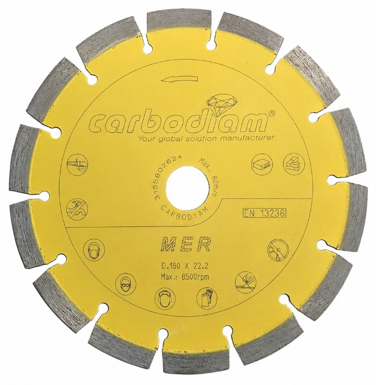 Disc diamantat p/u beton Pluton Laser 180x22.23 Carbodiam