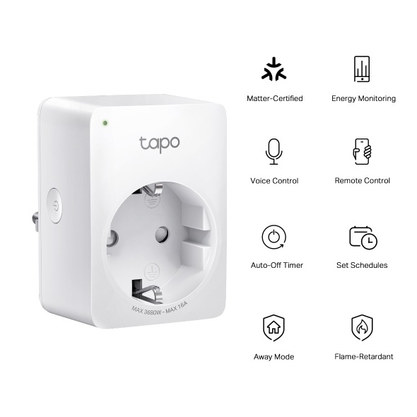 Умная мини розетка с мониторингом энергопотребления Tp-Link Tapo P110M / 16A / 3680W Умная мини розетка с мониторингом энергопотребления Tp-Link Tapo P110M / 16A / 3680W