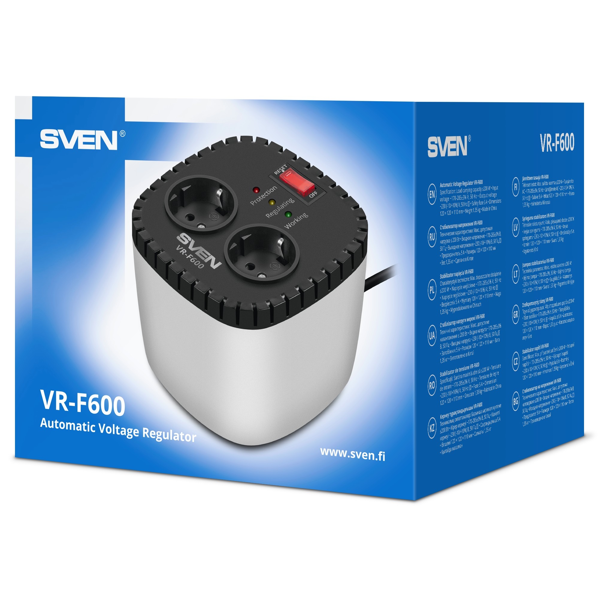 Stabilizator de tensiune SVEN VR-F600, 200W Stabilizator de tensiune SVEN VR-F600, 200W