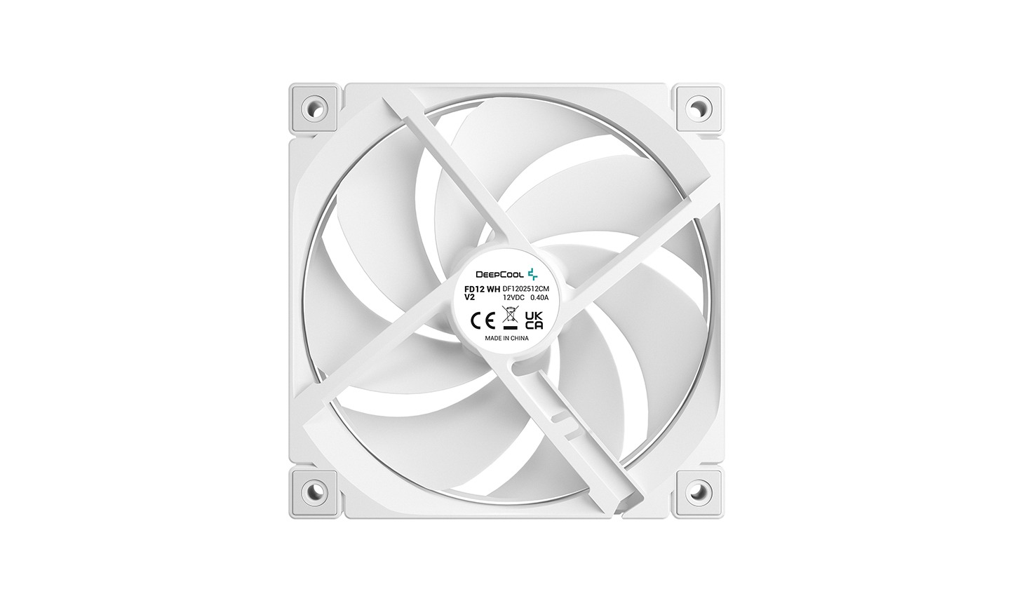 Кулер для корпуса DEEPCOOL FD12 WH V2/ 120mm/ 500~2500 RPM/ Кулер для корпуса DEEPCOOL FD12 WH V2/ 120mm/ 500~2500 RPM/