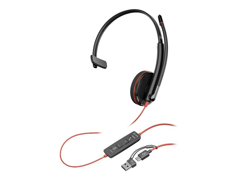 Монофонические наушники Poly Blackwire 3210 / +USB-C/A Adapter Монофонические наушники Poly Blackwire 3210 / +USB-C/A Adapter