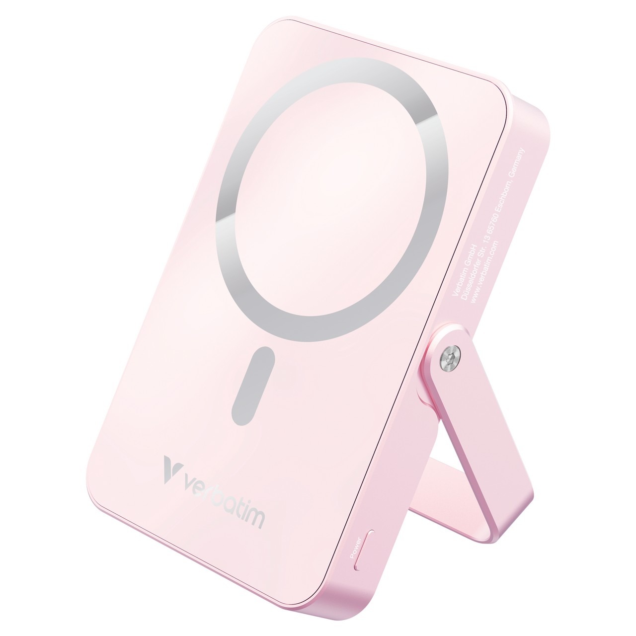 Магнитный беспроводной пауэрбанк с подставкой Verbatim Charge'n'Go / 10000 mAh / Pink Магнитный беспроводной пауэрбанк с подставкой Verbatim Charge'n'Go / 10000 mAh / Pink