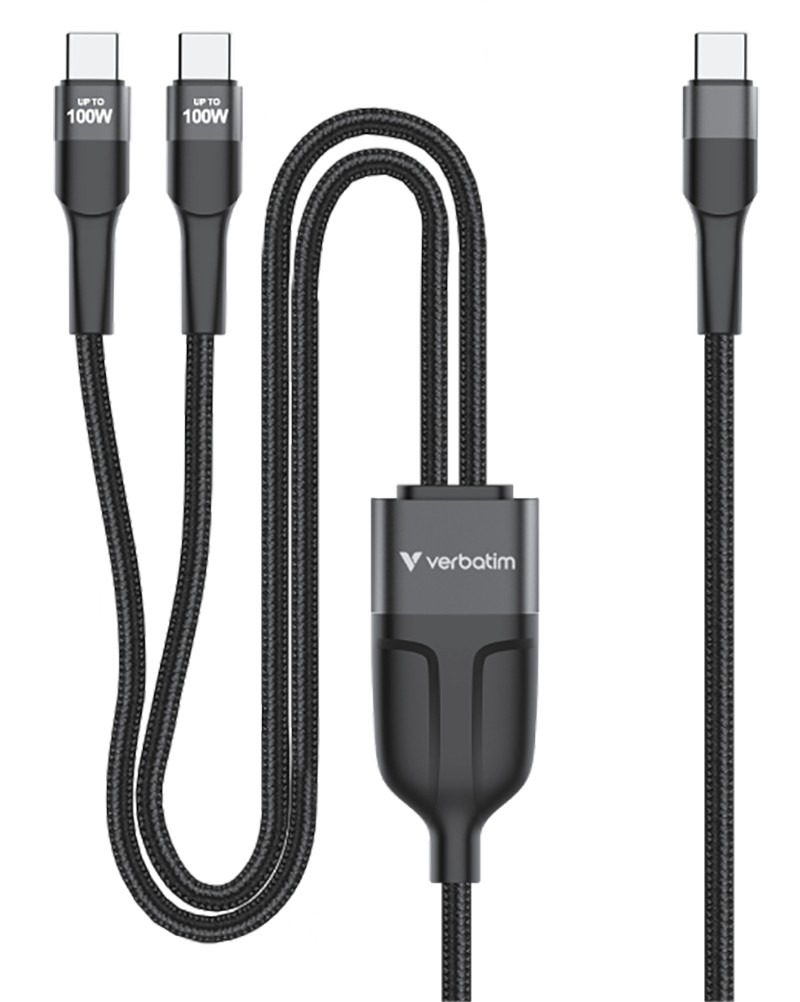 Кабель USB-C to Dual USB-C Verbatim Sync & Charge 100W / 1.5 m Кабель USB-C to Dual USB-C Verbatim Sync & Charge 100W / 1.5 m