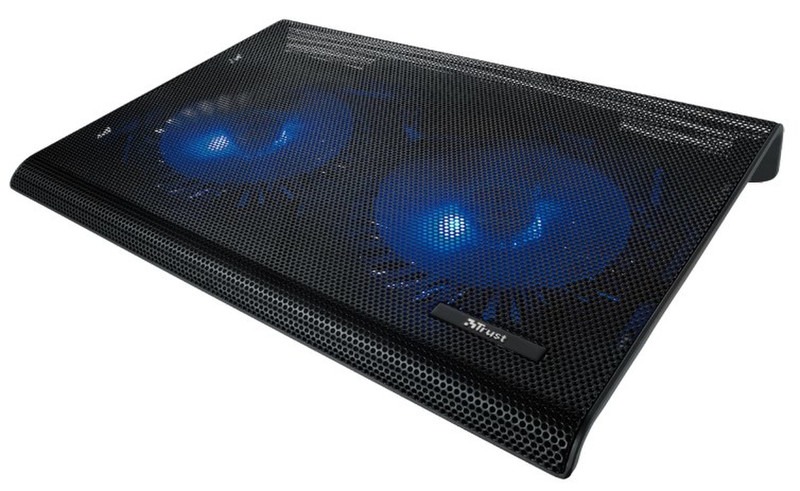 Trust Azul, Notebook Cooling Pad up to 17.3”, 2x125 mm silent cooling fans illuminated by 4 blue LED lights, Black Trust Azul, Notebook Cooling Pad up to 17.3”, 2x125 mm silent cooling fans illuminated by 4 blue LED lights, Black