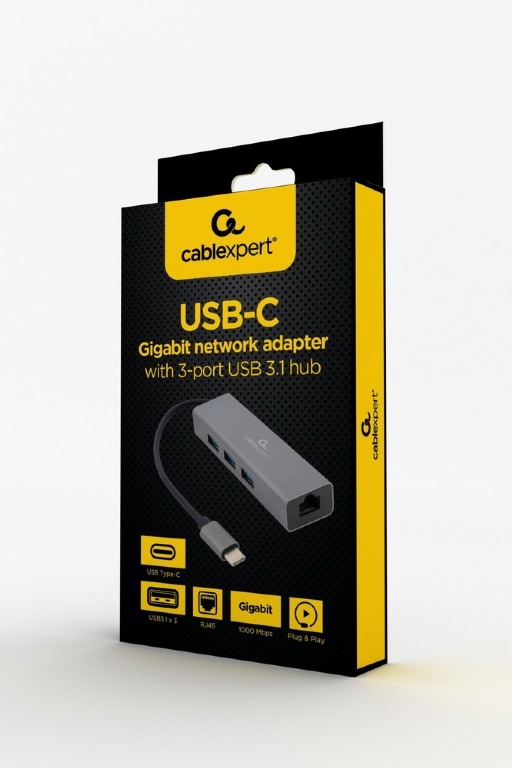 USB-C / Gigabit Ethernet Adapter / Gembird A-CMU3-LAN-01 USB-C / Gigabit Ethernet Adapter / Gembird A-CMU3-LAN-01