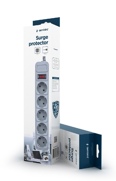 Gembird Surge Protector SPG3-B-15C, 5 Sockets, 4.5m, up to 250V AC, 16 A, safety class IP20, Grey Gembird Surge Protector SPG3-B-15C, 5 Sockets, 4.5m, up to 250V AC, 16 A, safety class IP20, Grey