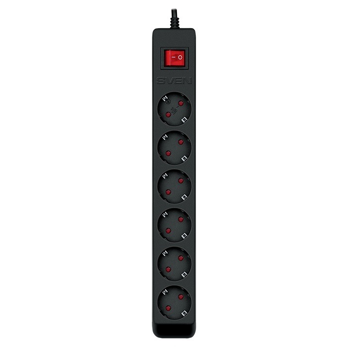 Surge Protector SVEN Optima, 6 Sockets with children protection, 5m, Black Surge Protector SVEN Optima, 6 Sockets with children protection, 5m, Black