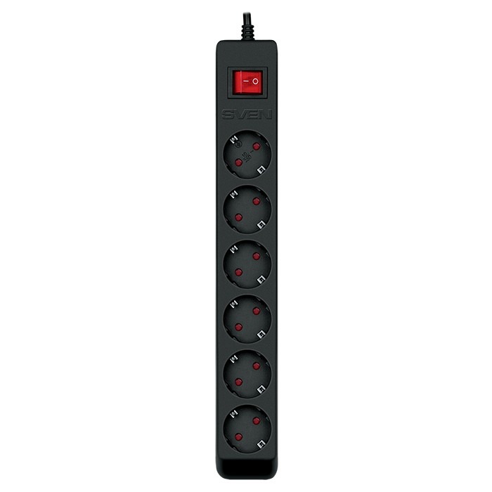Фильтр сетевой SVEN Optima / 6 Sockets with children protection / 3m / Wall mountable / Black Фильтр сетевой SVEN Optima / 6 Sockets with children protection / 3m / Wall mountable / Black