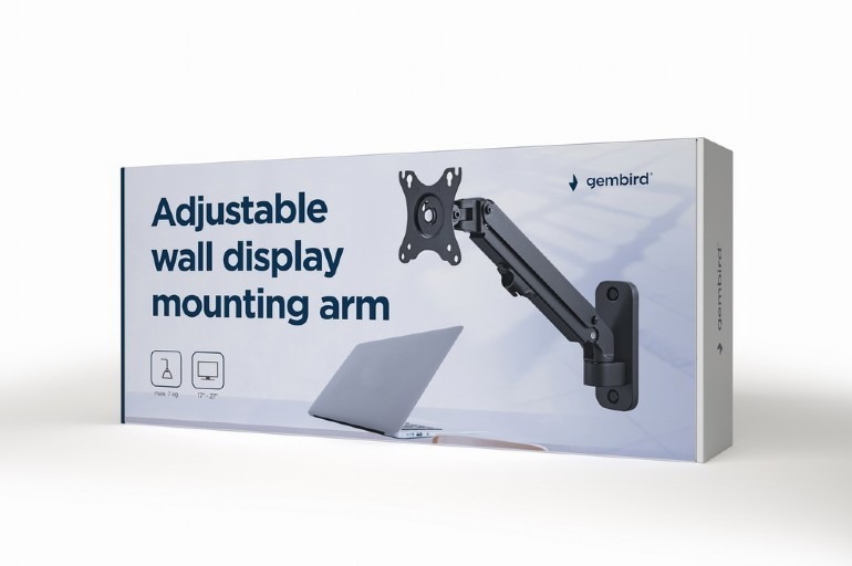 Monitor wall mount arm for 1 monitor up to 27” Gembird MA-WA1-01, Adjustable wall display mounting arm (rotate, tilt, swivel), VESA 75/100, up to 9 kg, black Monitor wall mount arm for 1 monitor up to 27” Gembird MA-WA1-01, Adjustable wall display mounting arm (rotate, tilt, swivel), VESA 75/100, up to 9 kg, black