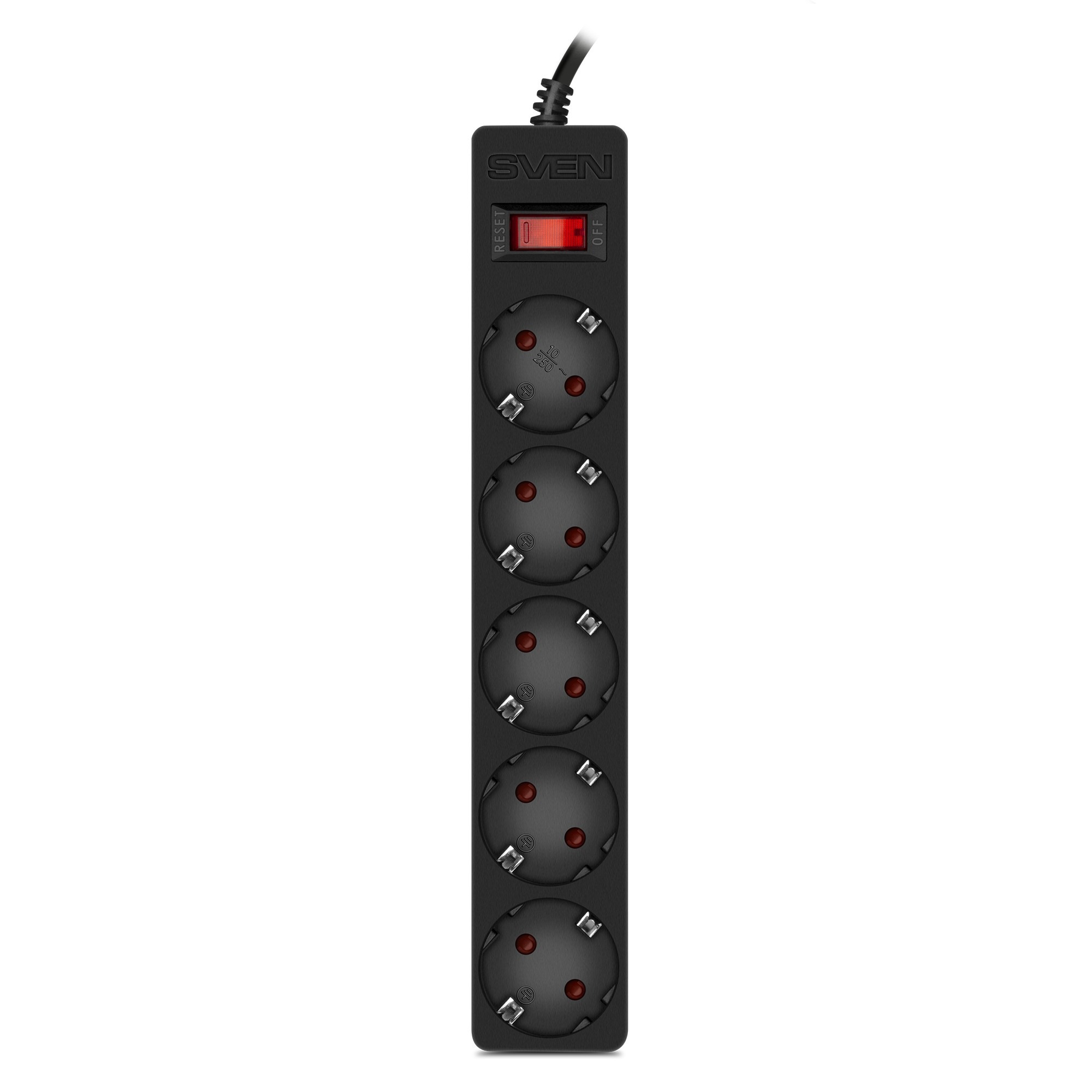 Surge Protector SVEN SF-05E / 5 Sockets / 3.0m / children protection / Black Surge Protector SVEN SF-05E / 5 Sockets / 3.0m / children protection / Black