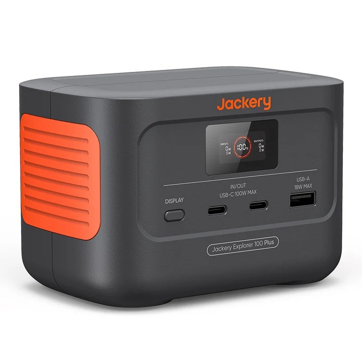 Mini centrala portabila Jackery Explorer 100 Plus / Capacity: 99Wh/31000mAh 3.2V / AC Output: 128W total / Black-Orange Mini centrala portabila Jackery Explorer 100 Plus / Capacity: 99Wh/31000mAh 3.2V / AC Output: 128W total / Black-Orange