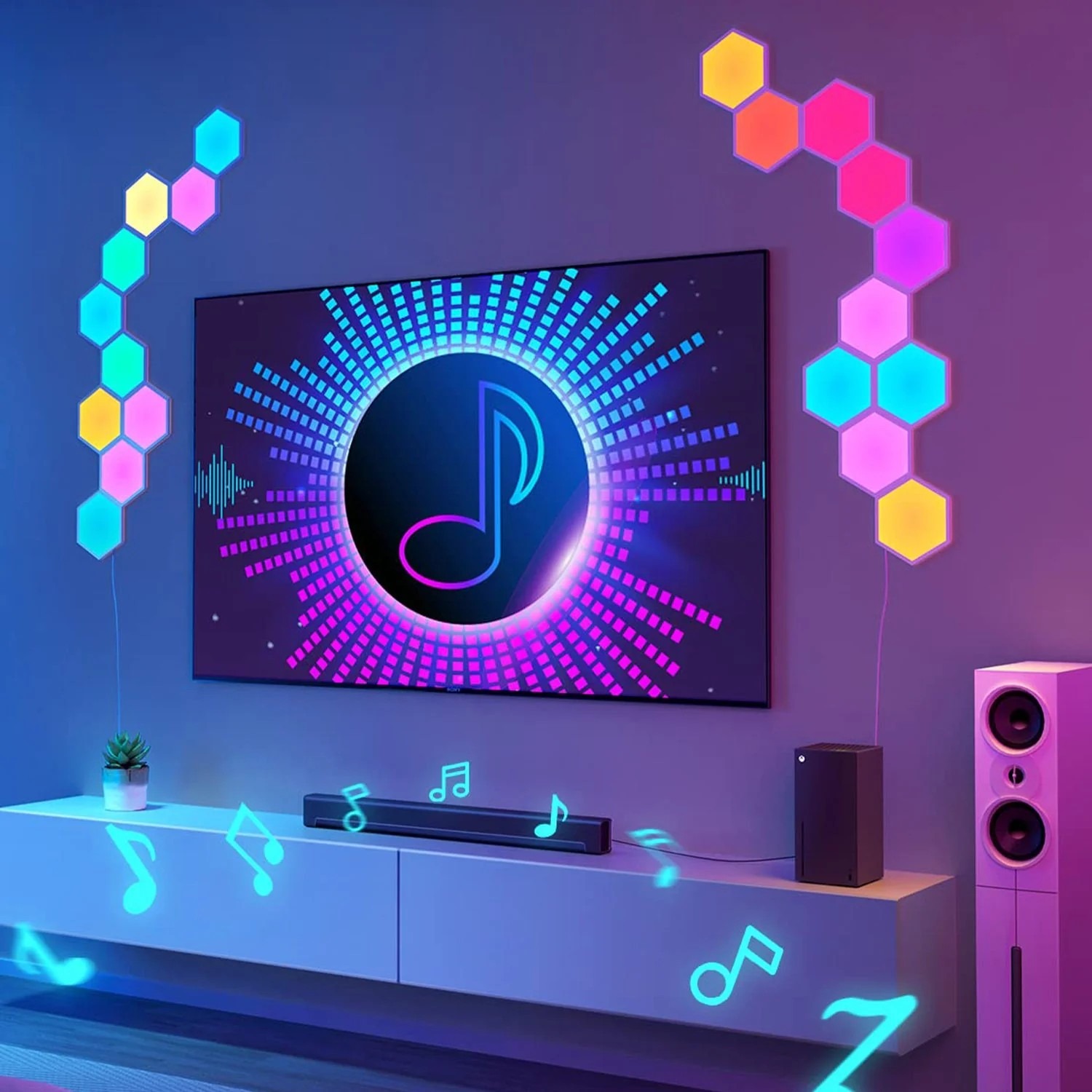 Шестиугольные световые панели GOVEE Glide Hexa Light Panels / 10 Pack / Wi-Fi + BT / Multicolor Шестиугольные световые панели GOVEE Glide Hexa Light Panels / 10 Pack / Wi-Fi + BT / Multicolor