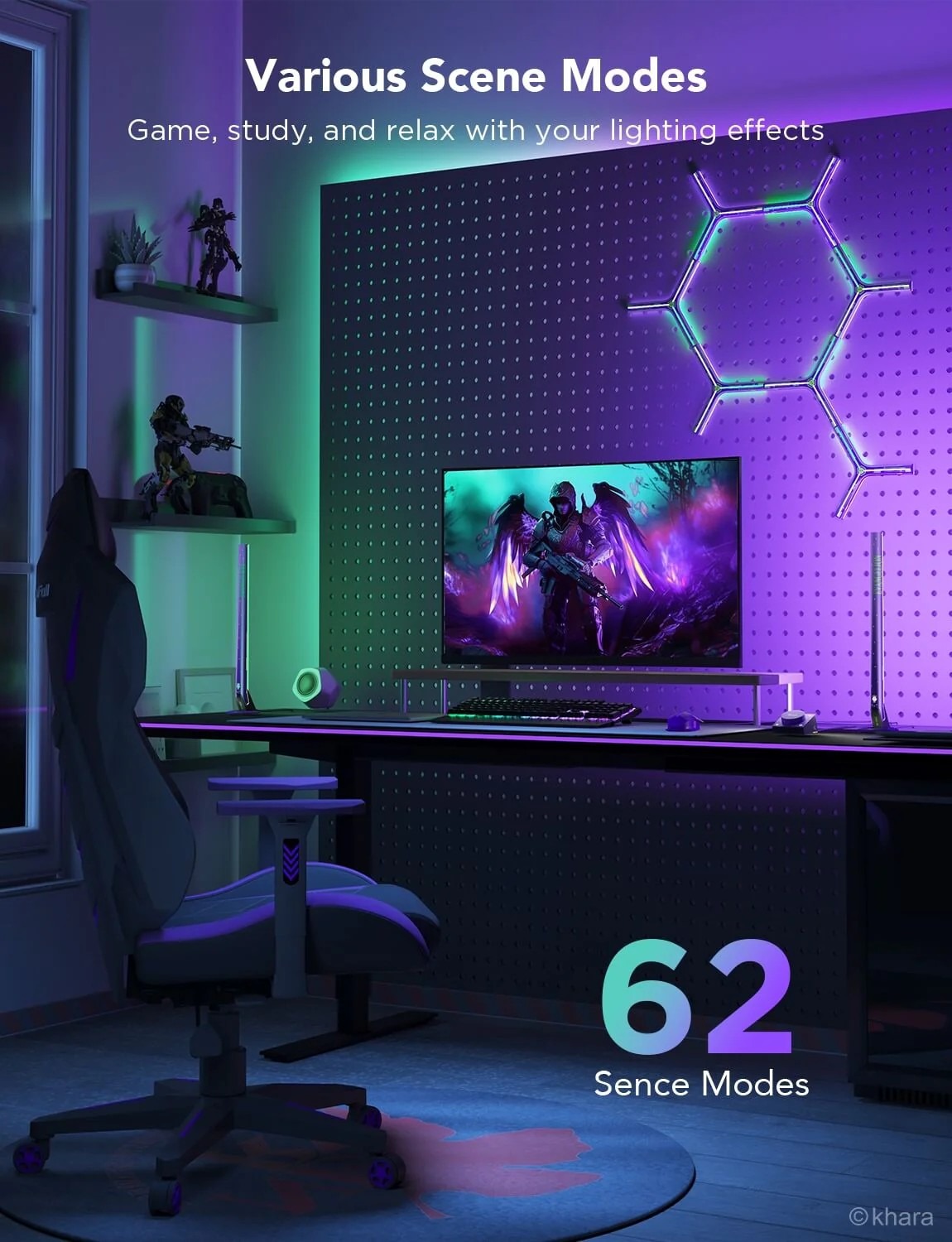 Govee RGBIC Wi-Fi Игровые световые панели с интеллектуальным контроллером Govee RGBIC Wi-Fi Игровые световые панели с интеллектуальным контроллером