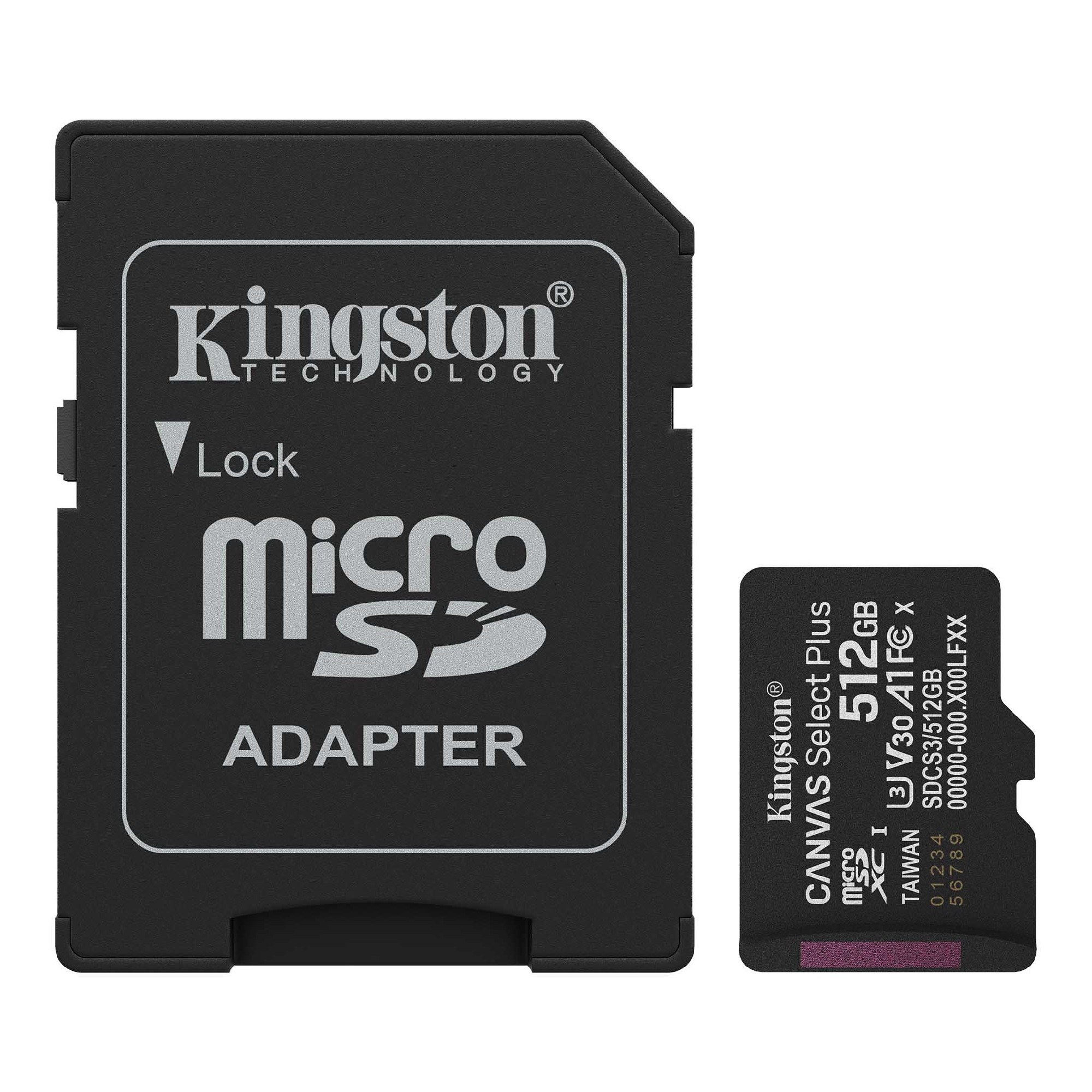 Card de memorie microSD 512GB Kingston Canvas Select Plus, 150MB/s + SD adapter Card de memorie microSD 512GB Kingston Canvas Select Plus, 150MB/s + SD adapter