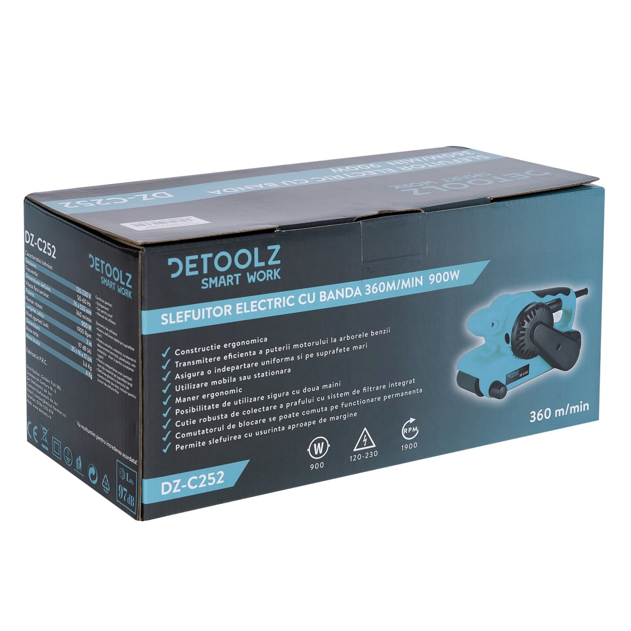 Masina de slefuit cu banda DETOOLZ 900W Masina de slefuit cu banda DETOOLZ 900W