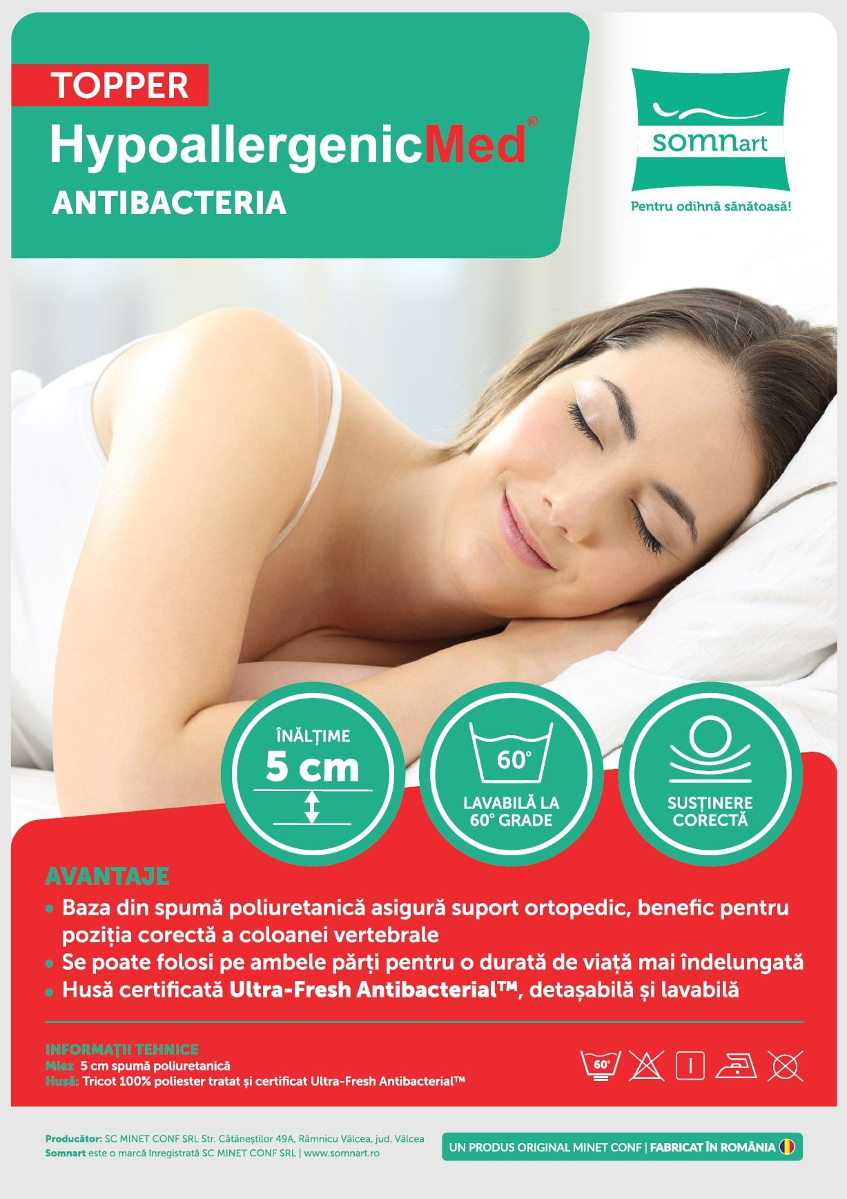 Topper Somnart HypoallergenicMed Antibacteria 120 x 190 cm Topper Somnart HypoallergenicMed Antibacteria 120 x 190 cm