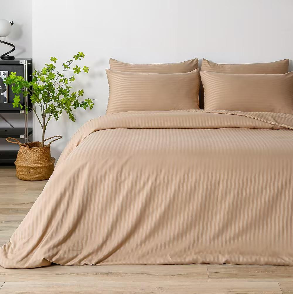 Set de lenjerie pentru pat Relaxe Home Stripe Dreams 200 x 220 cm Cappuccino