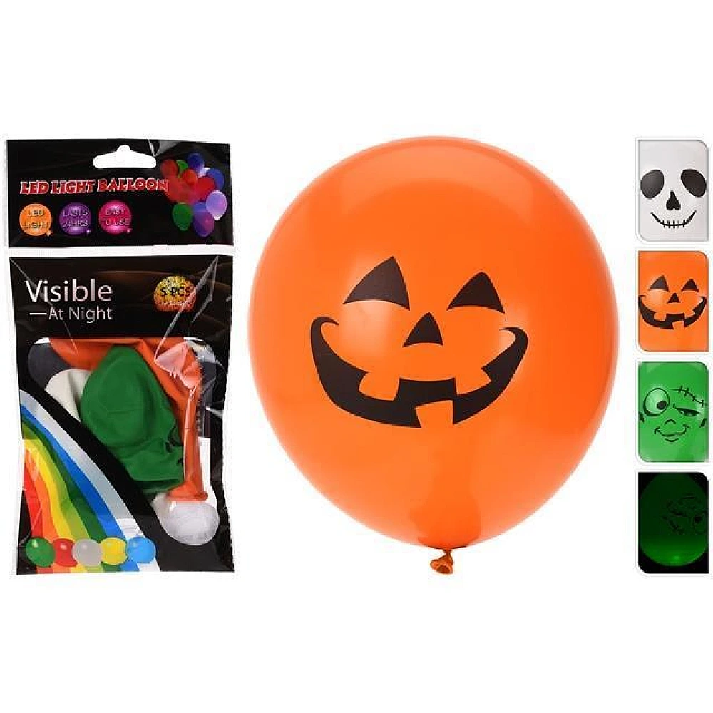 Set baloane cu Halloween LED D30cm 3buc, 3 modele