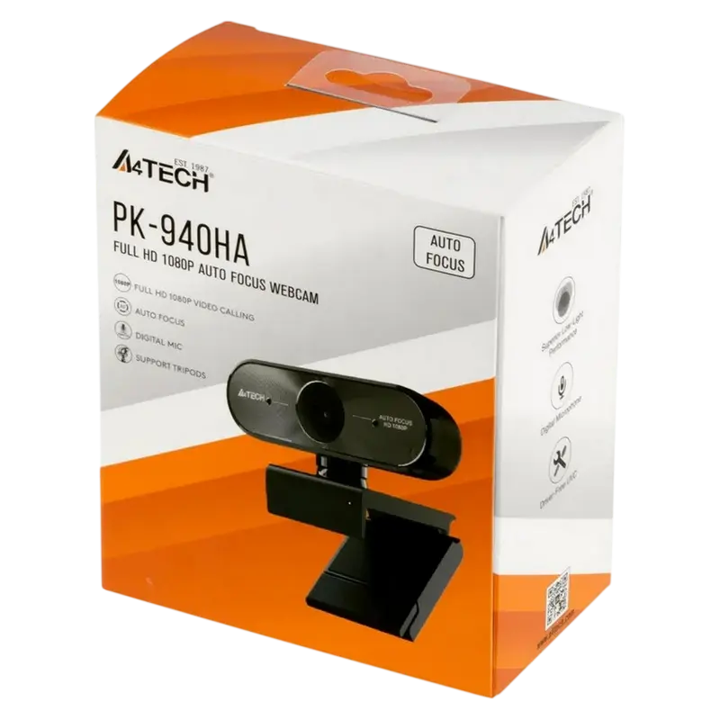 PC Camera A4Tech PK-940HA, 1080P Full HD, Auto Focus, Built-in Microphone, Black PC Camera A4Tech PK-940HA, 1080P Full HD, Auto Focus, Built-in Microphone, Black