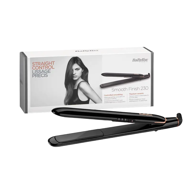Placă de îndreptat părul BaByliss Smooth Finish ST250E, Negru Placă de îndreptat părul BaByliss Smooth Finish ST250E, Negru