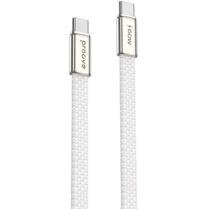Cablu Type-C (Type-C), Proove AirLine 60W (1m), White Cablu Type-C (Type-C), Proove AirLine 60W (1m), White