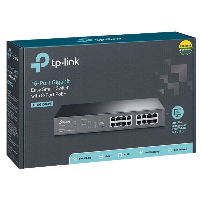 Comutator PoE TP-LINK TL-SG1016PE, 8x IEEE 802.3af/at Comutator PoE TP-LINK TL-SG1016PE, 8x IEEE 802.3af/at