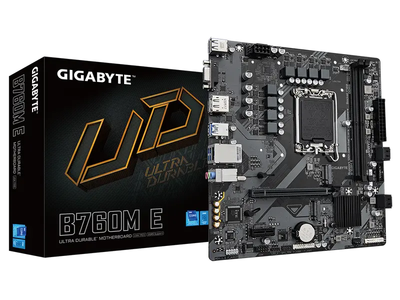 Материнская плата Gigabyte B760M E, LGA1700, Intel B760, Micro-ATX Материнская плата Gigabyte B760M E, LGA1700, Intel B760, Micro-ATX