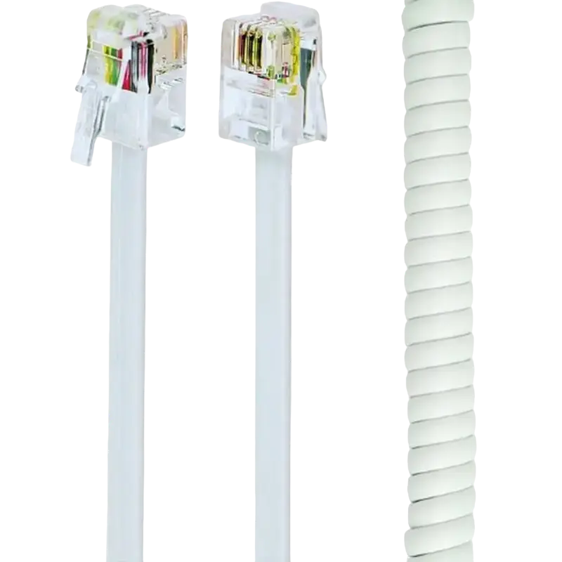 Спиральный шнур телефонной трубки Cablexpert TC4P4CS-2M, Белый Спиральный шнур телефонной трубки Cablexpert TC4P4CS-2M, Белый