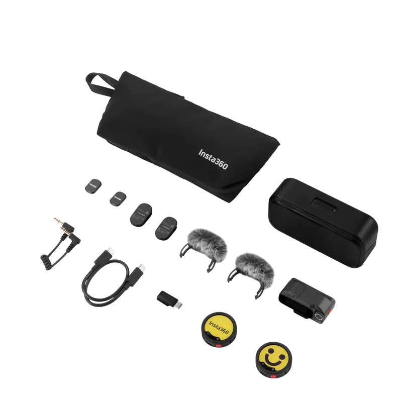 Microfon portabil pentru înregistrare vocală Insta360 Mic Pro (2 TX + 1 RX), Fără fir, Negru Microfon portabil pentru înregistrare vocală Insta360 Mic Pro (2 TX + 1 RX), Fără fir, Negru