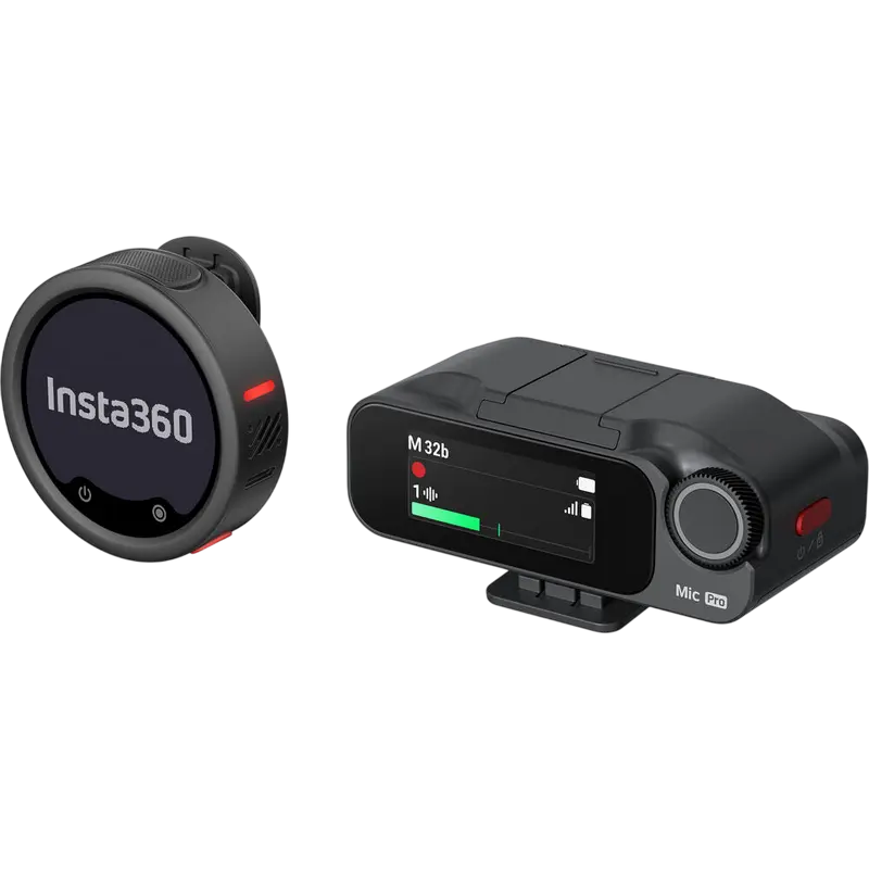 Microfon portabil pentru înregistrare vocală Insta360 Mic Pro (2 TX + 1 RX), Fără fir, Negru Microfon portabil pentru înregistrare vocală Insta360 Mic Pro (2 TX + 1 RX), Fără fir, Negru