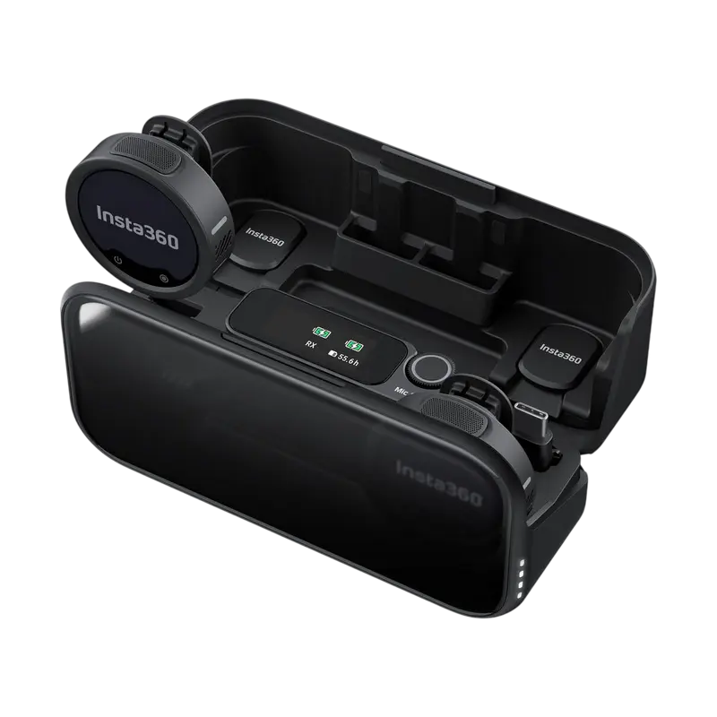 Microfon portabil pentru înregistrare vocală Insta360 Mic Pro (2 TX + 1 RX), Fără fir, Negru Microfon portabil pentru înregistrare vocală Insta360 Mic Pro (2 TX + 1 RX), Fără fir, Negru
