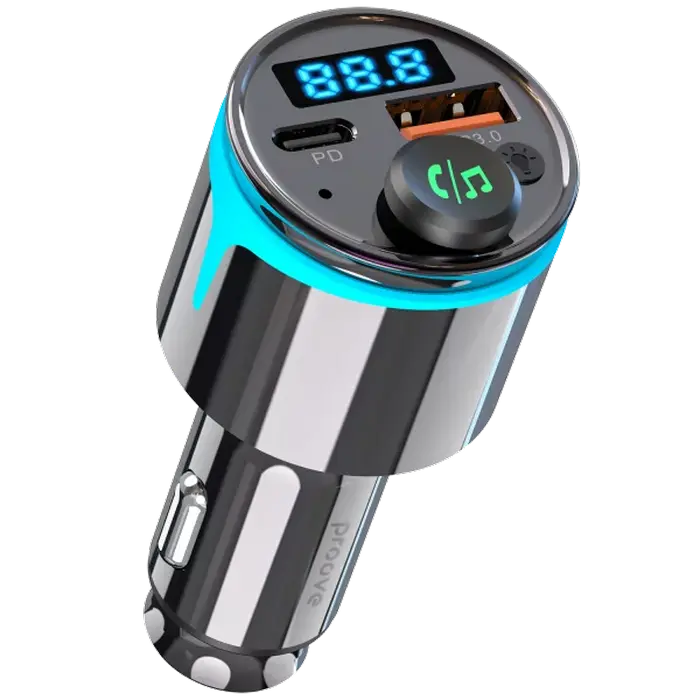 Car Charger Proove FM Launcher Nexus (PD+QC3.0) Type-C+USB Black Car Charger Proove FM Launcher Nexus (PD+QC3.0) Type-C+USB Black