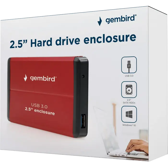 Carcasă externă Gembird EE2-U3S-2-R, Roșu (EE2-U3S-2-R) Carcasă externă Gembird EE2-U3S-2-R, Roșu (EE2-U3S-2-R)