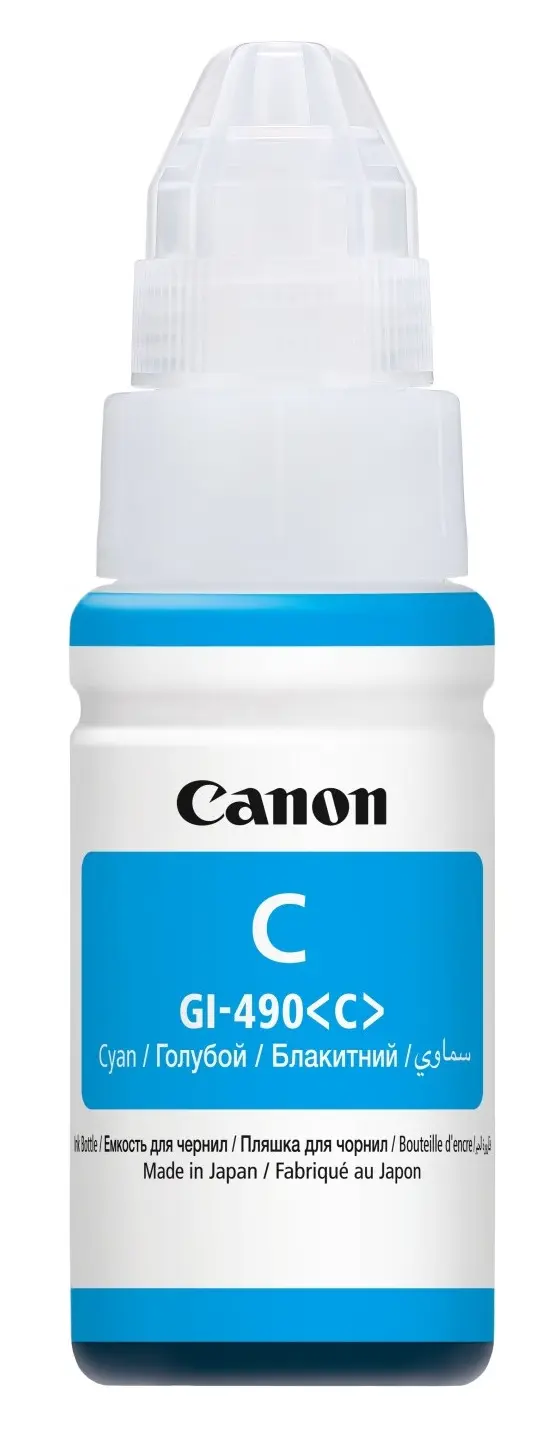 Контейнер с чернилами Canon GI-490, 70мл, Голубой Контейнер с чернилами Canon GI-490, 70мл, Голубой