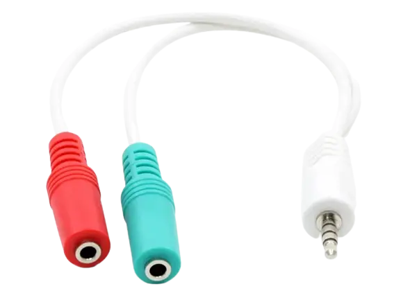 Audio Adaptor Cablexpert CCA-417W, 3.5mm 4-pin (M) - 2x 3.5mm 3-pin (F), 0,2m, Alb Audio Adaptor Cablexpert CCA-417W, 3.5mm 4-pin (M) - 2x 3.5mm 3-pin (F), 0,2m, Alb