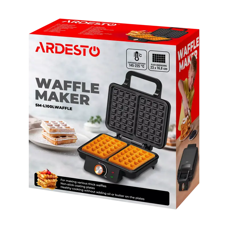 Aparat pentru vafe Ardesto SM-L100LWAFFL, Negru Aparat pentru vafe Ardesto SM-L100LWAFFL, Negru