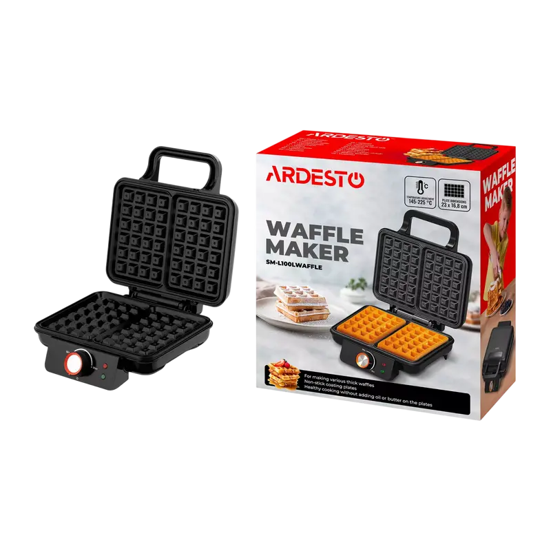 Aparat pentru vafe Ardesto SM-L100LWAFFL, Negru Aparat pentru vafe Ardesto SM-L100LWAFFL, Negru