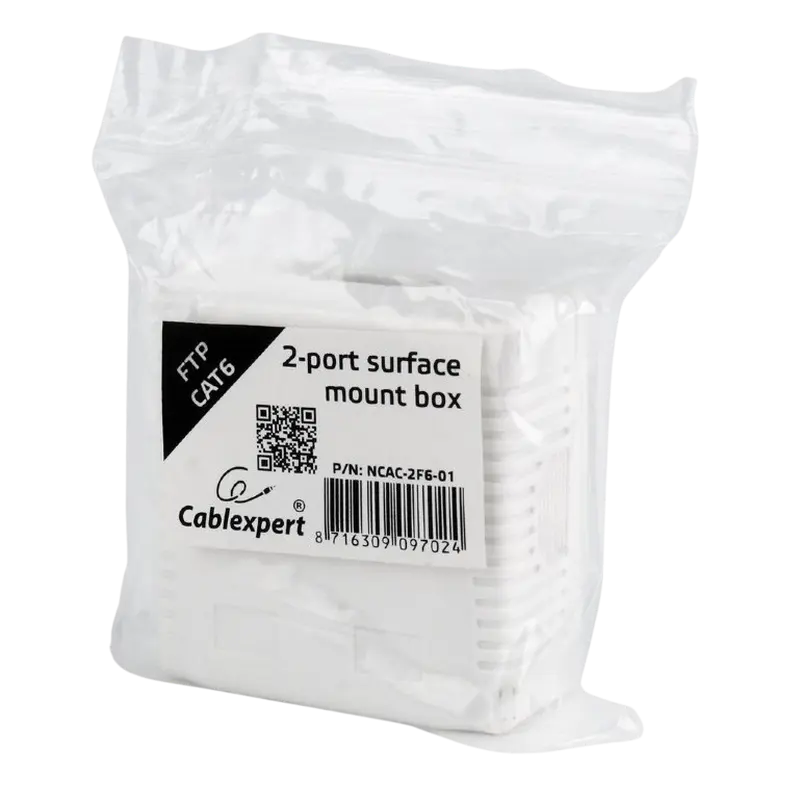 Розетка для настенного крепления Cablexpert NCAC-2F6-01, Белый Розетка для настенного крепления Cablexpert NCAC-2F6-01, Белый