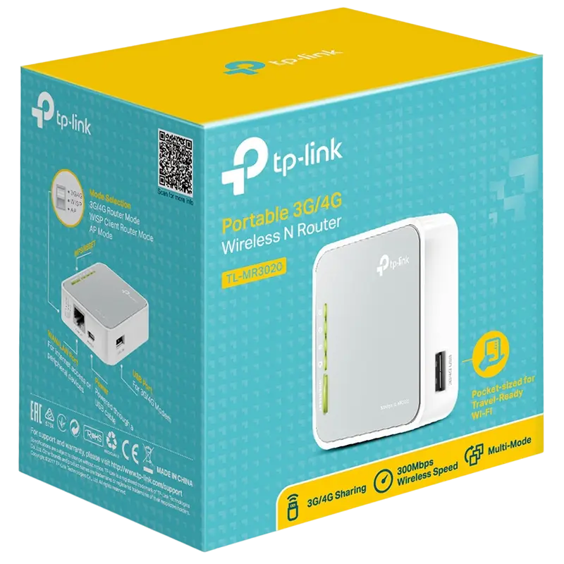 Беспроводной маршрутизатор TP-LINK TL-MR3020, 3G, 4G, Белый Беспроводной маршрутизатор TP-LINK TL-MR3020, 3G, 4G, Белый