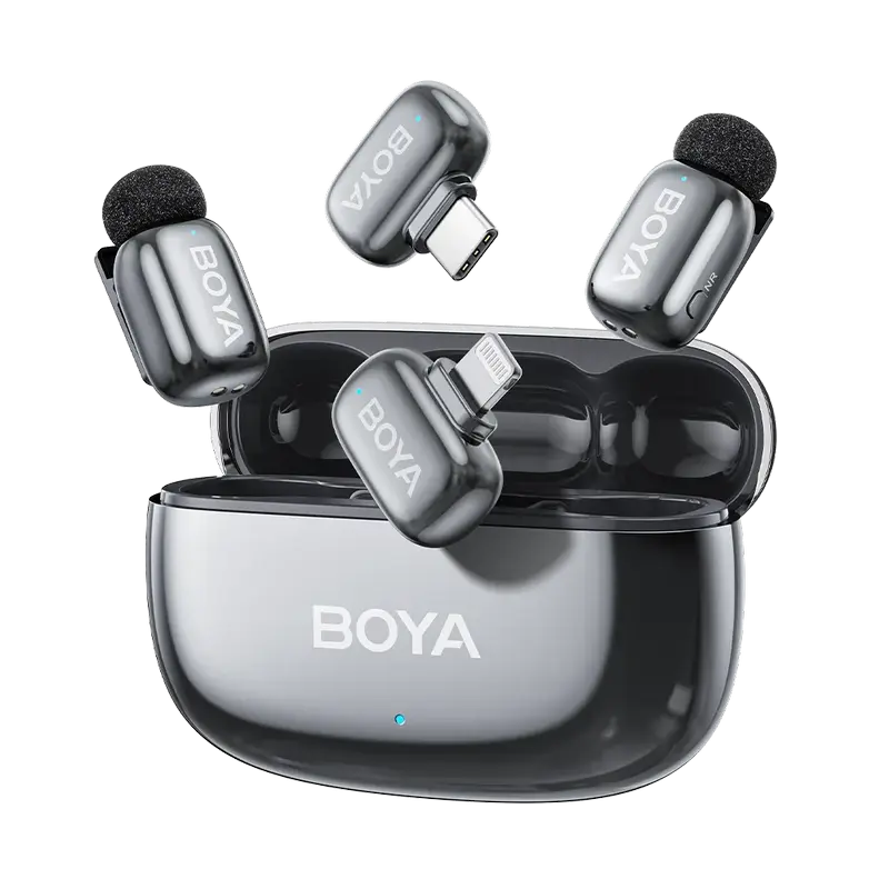 Портативный записывающий микрофон Boya mini 2-01, Беспроводной, Серый
