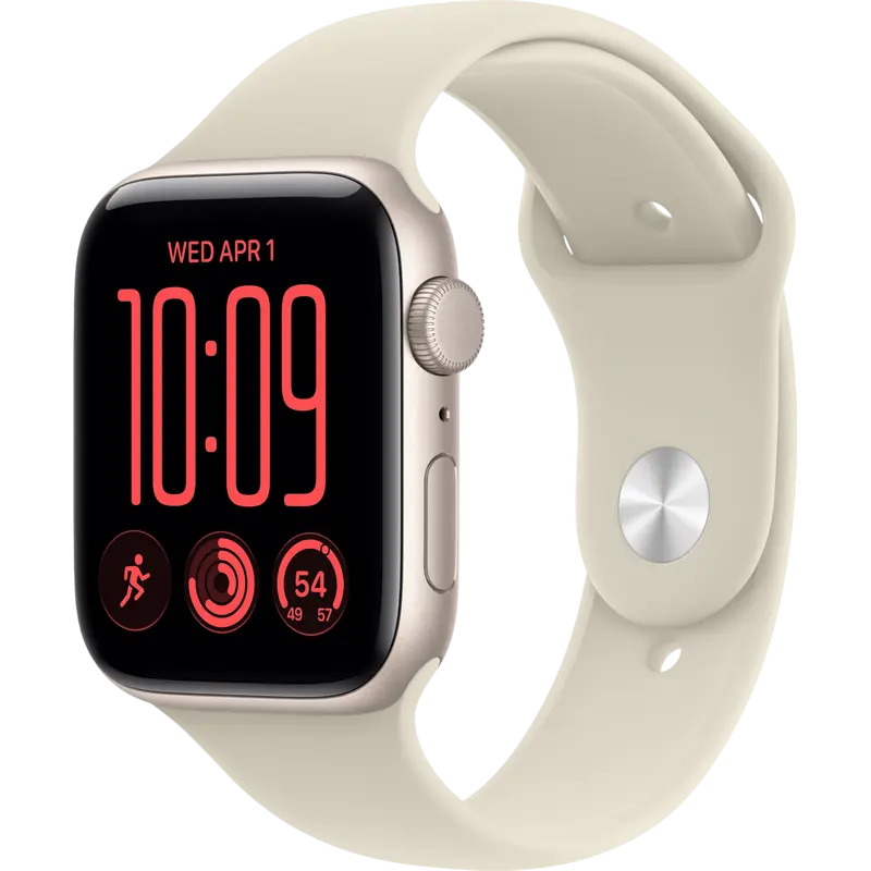 Apple Watch SE 3 44mm Aluminum Case with Sand Sport Band - M/L MJL54 GPS, Starlight Apple Watch SE 3 44mm Aluminum Case with Sand Sport Band - M/L MJL54 GPS, Starlight