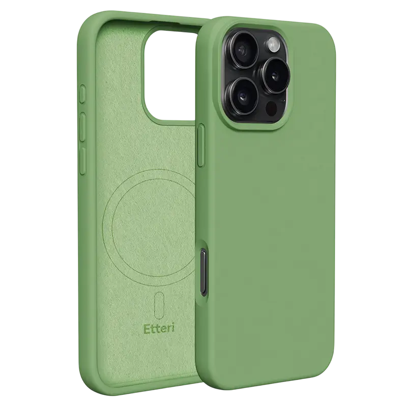 Чехол Etteri Silicone Mag для Apple iPhone 16 Pro Max, Светло-зеленый