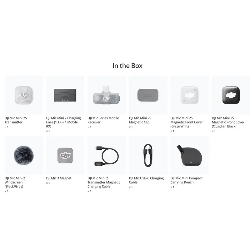 DJI Mic Mini 2S (1 TX + 1 Mobile RX + Charging Case), Black DJI Mic Mini 2S (1 TX + 1 Mobile RX + Charging Case), Black