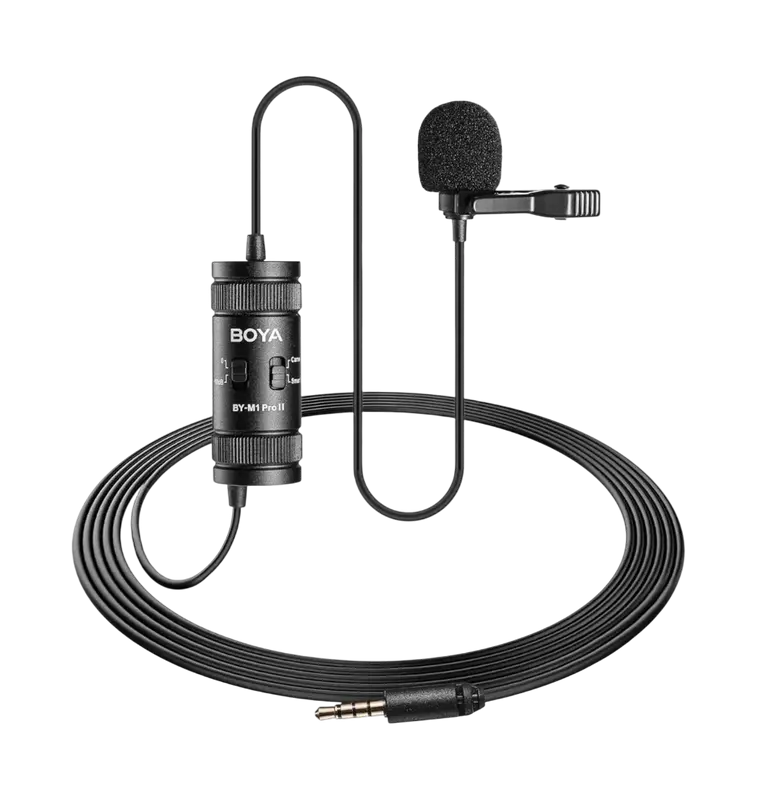 Microfon portabil pentru înregistrare vocală Boya BY-M1 Pro II, Cu fir, Negru