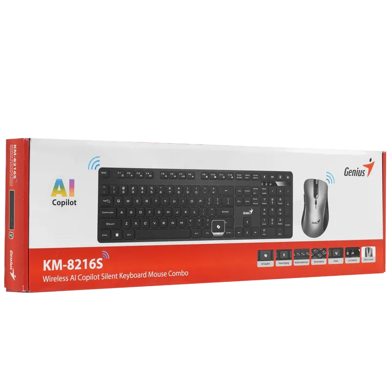 Set Tastatură + Mouse Genius KM-8216S, Fără fir, Negru Set Tastatură + Mouse Genius KM-8216S, Fără fir, Negru
