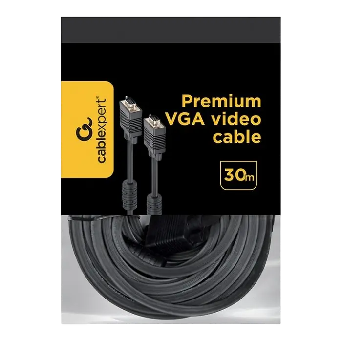 Видео кабель Cablexpert CC-PPVGA-30M-B, VGA D-Sub (M) - VGA D-Sub (M), 30м, Чёрный Видео кабель Cablexpert CC-PPVGA-30M-B, VGA D-Sub (M) - VGA D-Sub (M), 30м, Чёрный